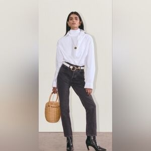 Everlane Curvy 90s Cheeky Straight Jean Size 25 Cropped Organic Gray Button Fly